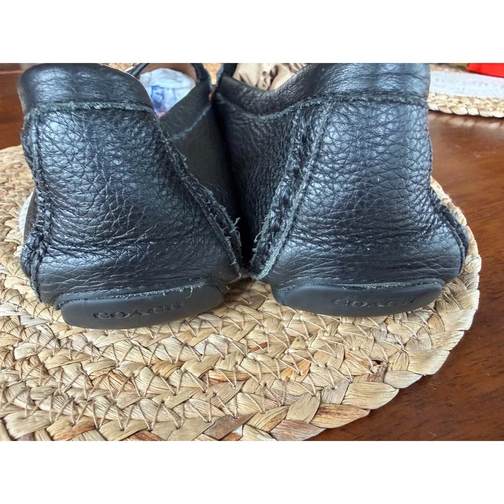 Coach Arlene Black Pebbled Leather Turnlock Driver Loafers Womens 9.5B Preppy